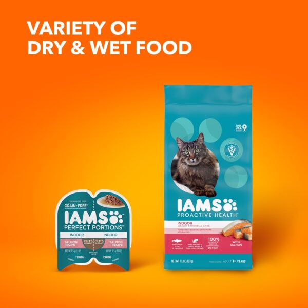 IAMS Proactive Health Adult Indoor Weight & Hairball Care Dry Cat Food with Salmon, 7 lb. Bag - Image 14