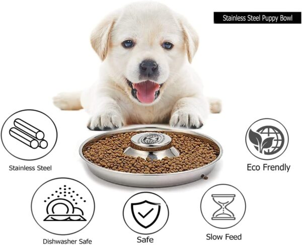 Puppy Bowls for Litter, 3 Puppy Food Bowl, Stainless Steel Puppy Feeding Bowls, Puppy Mush Bowl,11.5'', Food Feeding Puppy Weaning Bowl for Small Medium Large Pets, Puppy Feeder Bowl, Puppy Saucer - Image 2