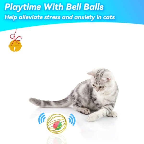 Cat Toys 6 Balls, Metal Cage Balls with Mice and Bells Inside, Best Cat Toys for Indoor Cats, Increase Your Interaction with Cats and Bring Healthy Life to Cats - Image 5