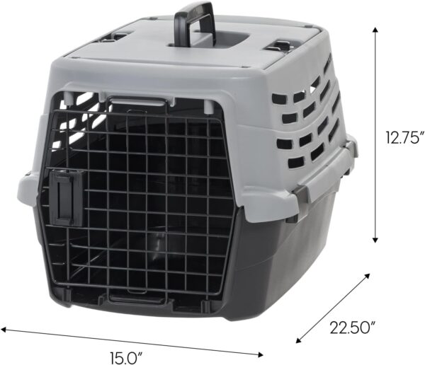 IRIS USA 23" Small Pet Travel Carrier with Front and Top Access, 2-Door Top Load, Hard-Sided Training Crate for 18 Lbs. Pet Cat Small-Sized Dog with Left or Right Opening Top Door, Black/Gray - Image 6