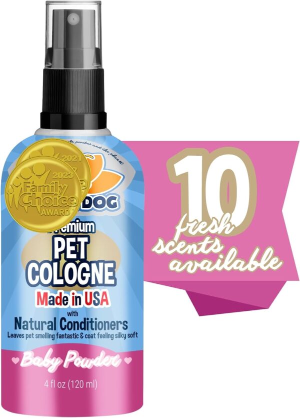 Bodhi Dog Natural Dog Cologne | Premium Scented Deodorizing Body Spray for Dogs & Cats | Dog Perfume w/Natural Dog Conditioner (Baby Powder, 4 Fl Oz)