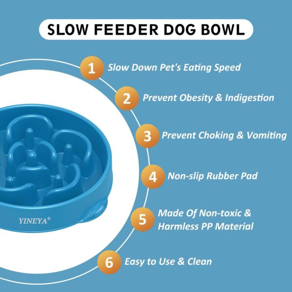 4 Cups Pet Food Bowls for Large Dogs, Slow Feeder Pet Bowls for Dogs, Anti-slip Large Dog Bowl Slow Feeder, Large Dog Feeder to Slow Down Eating 2Pcs Rose Red&Dark Blue - Image 2