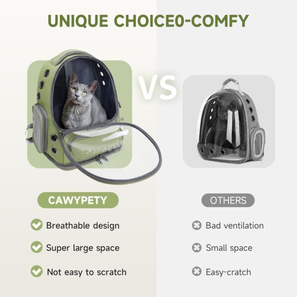 Cat Backpack Carrier, Breathable Cat Carrier Large Space Bubble Pet Backpack for Kitty Small Dog up to 15lbs, Transparent & Foldable Pet Carrier for Travel Hiking - Image 2