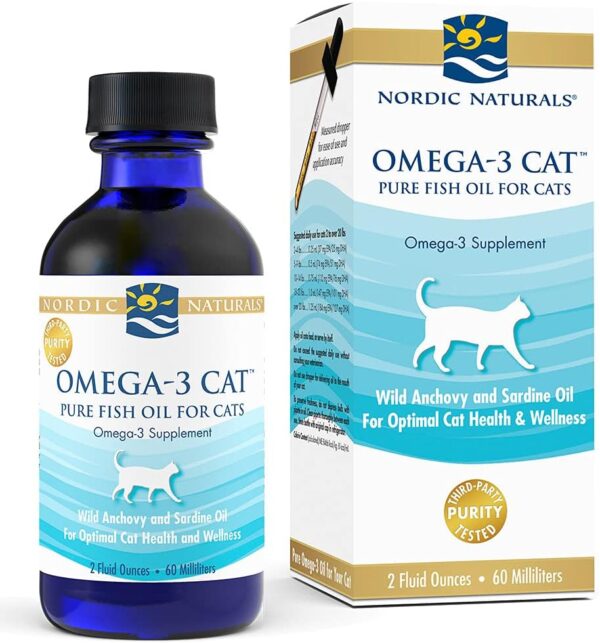 Nordic Naturals Omega-3 Cat, Unflavored - 2 oz - 304 mg Omega-3 Per One mL - Fish Oil for Cats with EPA & DHA - Promotes Heart, Skin, Coat, Joint, & Immune Health - Non-GMO