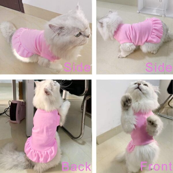 Dog Skirt Shirts, Puppy Dresses for Small Dogs Girls, Pet Clothes Doggy Apparel, Comfortable Summer Shirt Beach Wear Clothing, Outfits for Medium Dog, Kitty Cats, Cotton Tops (Pink S) - Image 6