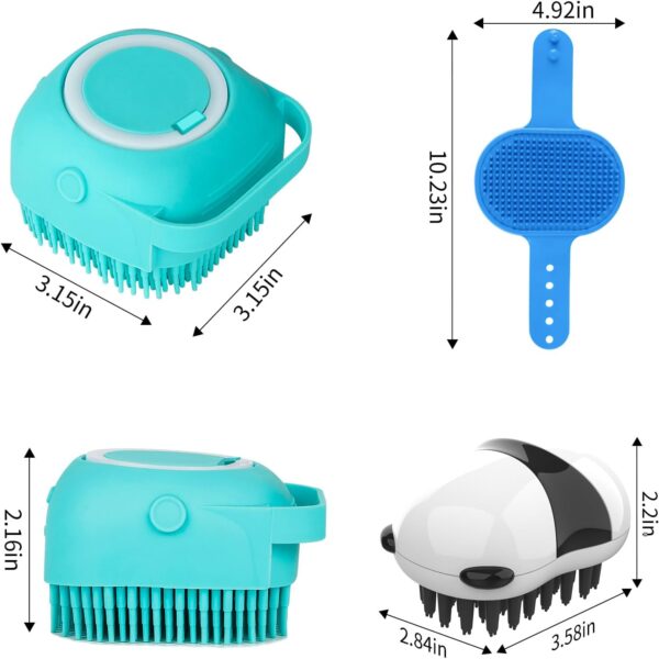 3PCS Dog Bath Brush | Dog Shampoo Brush | Dog Scrubber for Bath | Dog/Grooming/Washing Brush Scrubber with Adjustable Ring Handle for Short & Long Haired Dogs/Cats (Blue Blue White) - Image 6