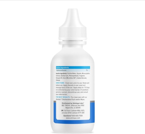 Vetnique Oticbliss Cat & Dog Ear Infection Treatment Drops - with 1% Hydrocortisone & MicroSilver BG for Dog Yeast Ear Infections - Vet Recommended Cat & Dog Ear Cleaner for Itchy Ear Relief - Image 4