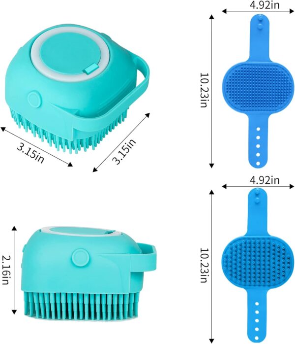 3PCS Dog Bath Brush | Dog Shampoo Brush | Dog Scrubber for Bath | Dog Bath Brush Scrubber | Dog Shower/Washing Brush with Adjustable Ring Handle for Short & Long Hair (Blue Blue Blue) - Image 6