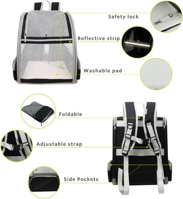 Texsens Innovative Traveler Bubble Backpack Pet Carriers for Cats and Dogs (Black) - Image 4