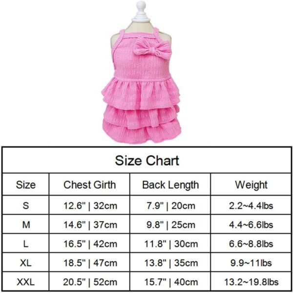 Cat Dresses for Cats Only, Pink Dog Dresses for Small Dogs Girl with Ruffles Bow Decor,Cute Summer Girl Dog Clothes,Sleeveless Small Dog Tiered Layer Cake Dress,Chihuahua Yorkie Clothes(Pink,M) - Image 6