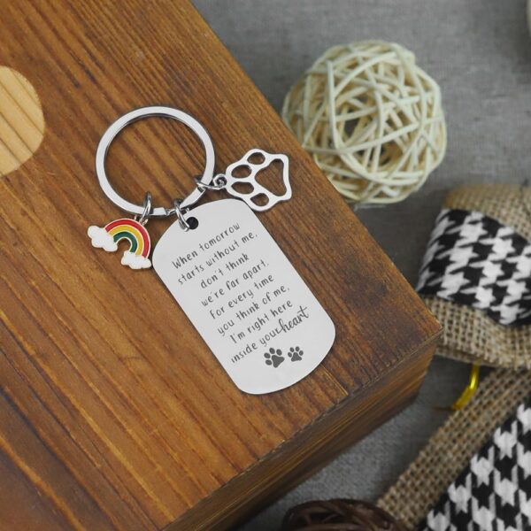 Dog Memorial Keychain Gifts for Loss of Dog Sympathy Gift Dog Bereavement Gifts for Women Men When Tomorrow Starts Without Me Keyring Rainbow Bridge Pet Lovers Memorial Gifts for Dogs Cat Paw Presents - Image 3