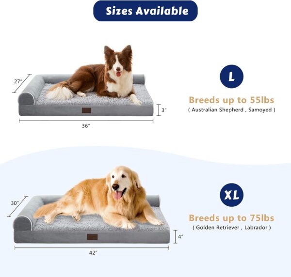 Orthopedic Dog Beds Extra Large Sized Dog, Pet Sofa Bed with Removable Washable Cover, Egg Foam Support, Bolster Cushion for Comfortable Sleep, Waterproof Lining and Non-Slip Bottom - Image 5