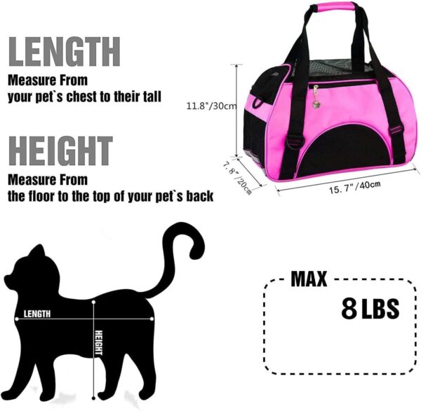 Cat Carrier,Soft-Sided Pet Travel Carrier for Cats,Dogs Puppy Comfort Portable Foldable Pet Bag Airline Approved (Small Rosered) - Image 2