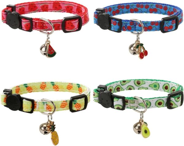 Cat Collars Breakaway with Bell - 4 Pack Cat Safety Collars for Boys & Girls - Safety Buckle Kitten Collar for Pet Supplies,Stuff,Accessories