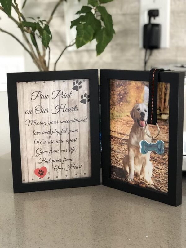 Pet Memorial 5"x7" Picture Frame for Dog or Cat with Ribbon and Tag - Features a Folding Photo Frame and Sympathy Poem - Loss of Pet Thoughtful Folding Gift - Image 2