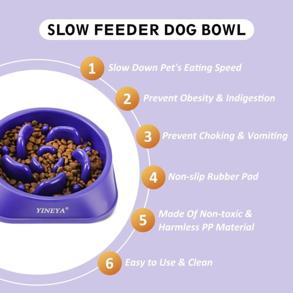 Slow Feeder Dog Bowls Large Breed, Dog Slow Feeder Bowl, Dog Food Bowls Slow Feeder, Dog Bowl Slow Feeder, Dog Bowl That Slow Down Eating(Purple) - Image 2