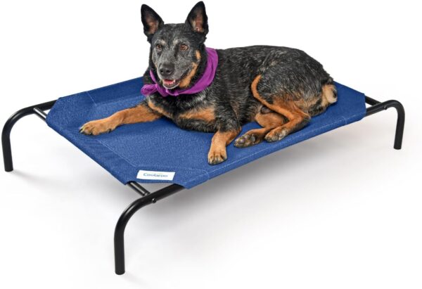 COOLAROO The Original Cooling Elevated Dog Bed, Indoor and Outdoor, Medium, 42"L x 25.5"W x 8"Th, Aquatic Blue