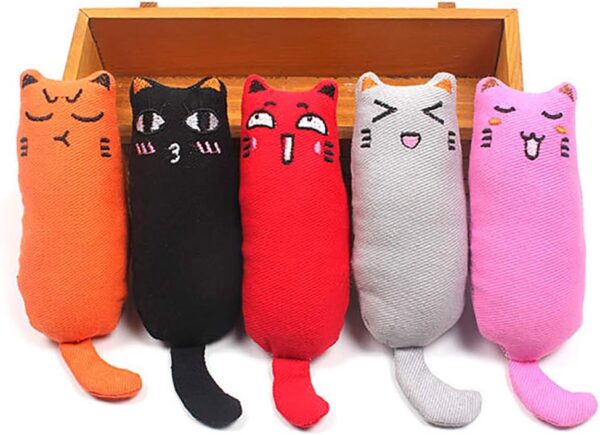 5Pcs Bite Resistant Catnip Toy for Cats,Catnip Filled Cartoon Mice Cat Teething Chew Toy - Image 2