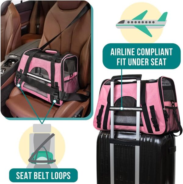 PetAmi Airline Approved Pet Carrier for Cat, Soft Sided Dog Carrier for Small Dogs, Cat Travel Supplies Accessories for Indoor Cats, Ventilated Pet Carrying Bag Medium Large Kitten Puppy, Small Pink - Image 6