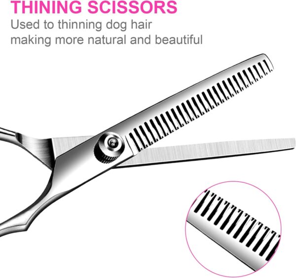 5 in1 Dog Grooming Scissors Kit, Professional Dog Scissors for Grooming with Safety Round Tips, Titanium Coated Grooming Scissors Kit for Dogs Cat Pet At Home - Image 4