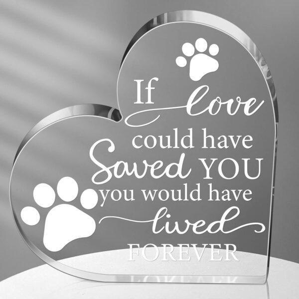 Pet Memorial Gift Pet Keepsake Gift Sympathy Gift for Loss Remembrance Gifts Cat Memorial Gifts Bereavement Crystal Acrylic Heart Decor Crystal Acrylic Heart Condolence Gifts for Loss of Loved One