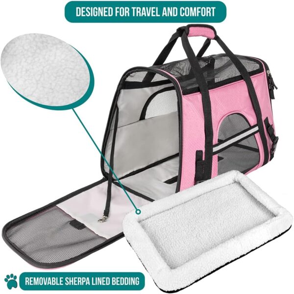 PetAmi Airline Approved Pet Carrier for Cat, Soft Sided Dog Carrier for Small Dogs, Cat Travel Supplies Accessories for Indoor Cats, Ventilated Pet Carrying Bag Medium Large Kitten Puppy, Small Pink - Image 4