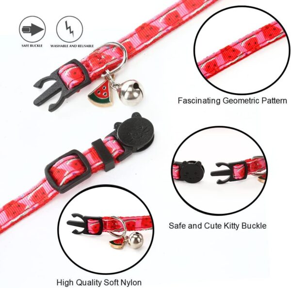 Cat Collars Breakaway with Bell - 4 Pack Cat Safety Collars for Boys & Girls - Safety Buckle Kitten Collar for Pet Supplies,Stuff,Accessories - Image 3