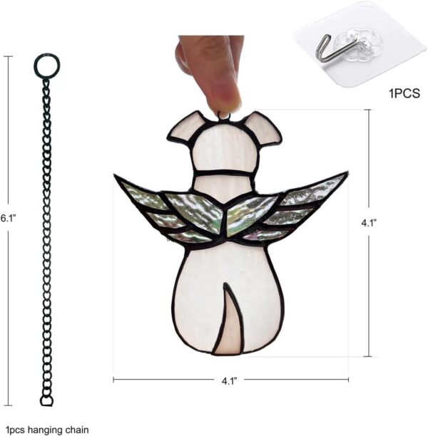 Stained Glass Window Hanging Angel Dog Memorial Gifts for Loss of Dog Sympathy Gift Suncatcher, Passing Away Remembrance Memory Ornaments for Dog Lovers, Pet Bereavement Rainbow Wings - Image 2