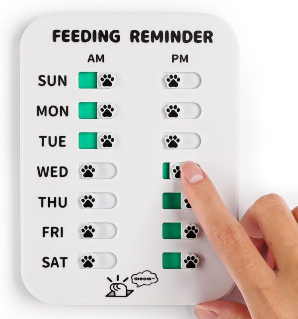 Pet Feeding Reminder for Dogs Cats, Magnetic Reminder Sticker Sign, AM/PM Daily Indication, Dog Accessories Helps You to Track Pet Feeding & Medication (White)