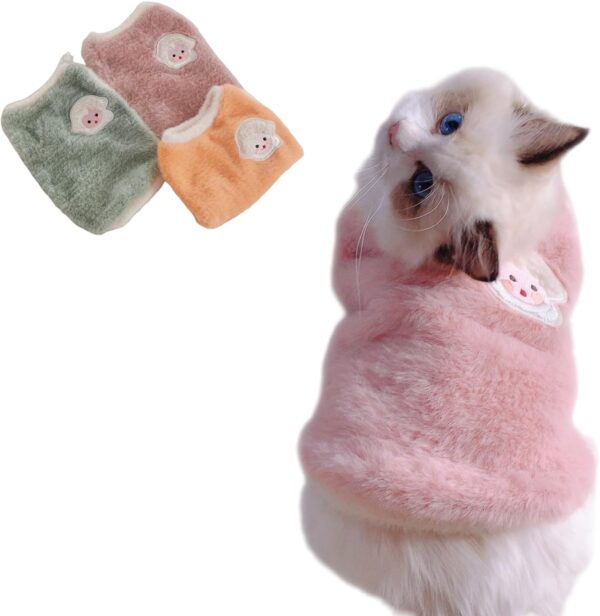 Cute Cat Coat Warm Cozy Pet Apparel No Sleeve Soft Relief Sheep Pattern Dogs Puppy Dress Outfit Cat Clothes for Kittens Cat Clothes for Cats Only Female (Medium, Pink)