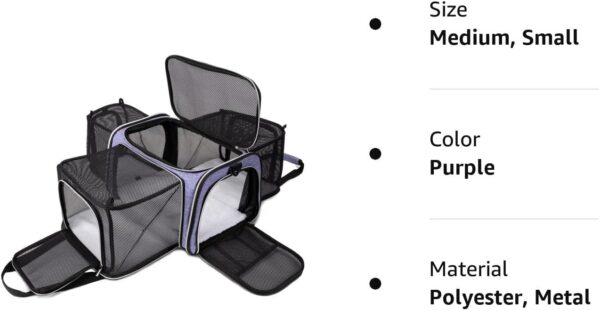 BAGLHER Cat Carrier Bag,Airline Approved Pet Carrier Soft Side Pet Travel 5 Sides Open Doors 3 Sides Expandable Foldable Dog Carrier with Fleece Pad - Image 8