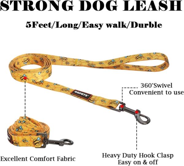 QQPETS Dog Harness Leash Set Adjustable Heavy Duty No Pull Halter Harnesses for Small Medium Large Breed Dogs Back Clip Anti-Twist Perfect for Walking (S(14"-20" Chest Girth), Yellow Bee) - Image 3