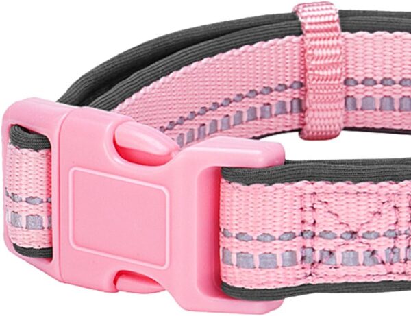 Blueberry Pet Soft & Safe 3M Reflective Neoprene Padded Adjustable Dog Collar - Baby Pink Pastel Color, Small, Neck 12"-16" - Image 5