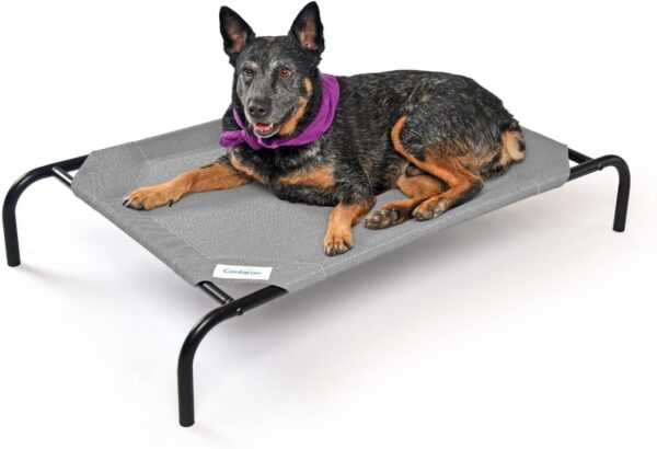 COOLAROO The Original Cooling Elevated Dog Bed, Indoor and Outdoor, Medium, Grey