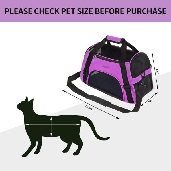 JMOON Cat Carrier Soft-Sided Airline Approved Pet Carrier Bag,Pet Travel Carrier for Cats,Dogs Puppy Comfort Portable Foldable Pet Bag (Medium, Purple) - Image 4