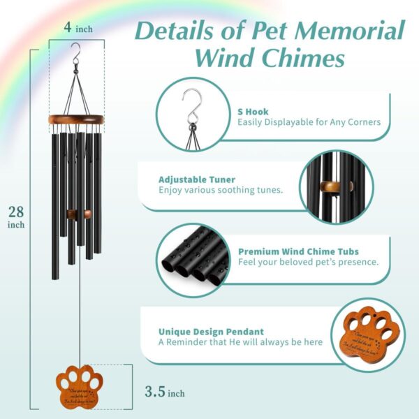 Dog Memorial Gifts for Loss of Dog - Loving Pet Memorial Wind Chimes, Dog Bereavement Gifts with Memorial Poem Gift Cards for The Passing of Dogs and Cats (Midnight Black) - Image 7