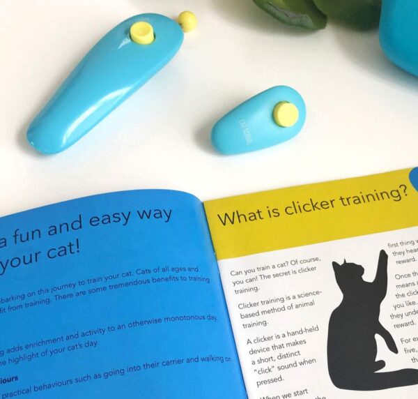 Clicker Training Kit - Training kit for Cat, Fist Bump Training, Positive Behavior - Includes Quiet Clicker, Retractable Target Stick, Illustrated Booklet - Image 4