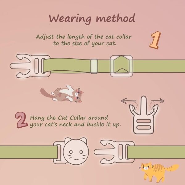 2 Pack Cotton Breakaway Cat Collar with Bell,Yellow&Green Flowers Pendant Cute Cat Collar Kitten Collar,Ideal for Girl Cats Boy Cats - Image 4