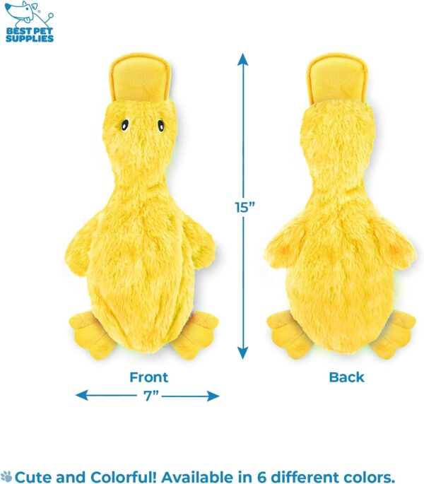 Best Pet Supplies Crinkle Dog Toy for Small, Medium, and Large Breeds, Cute No Stuffing Duck with Soft Squeaker, Fun for Indoor Puppies and Senior Pups, Plush No Mess Chew and Play, Large, Yellow - Image 4