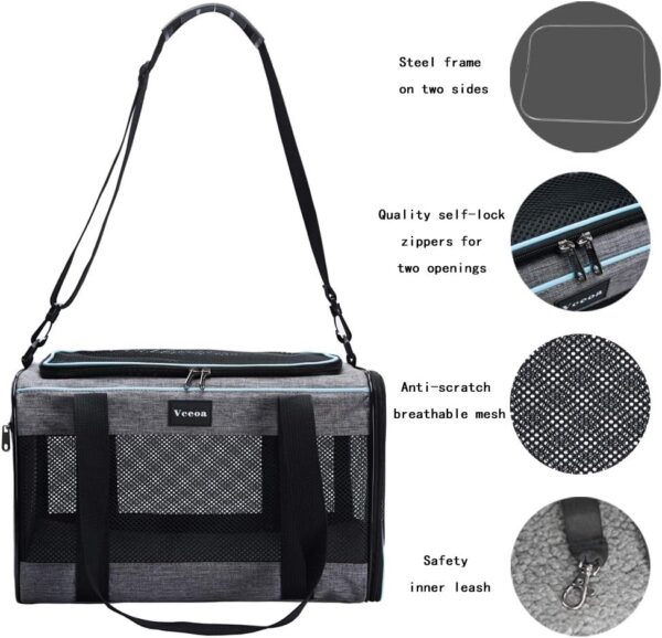 17.5x11x11 Inches Cat, Dog Carrier for Pets Up to 16 Lbs, Soft-Sided Cat Bag Animal Carriers Travel Puppy Carry As a Toy of Fabric Pet Home - Image 4