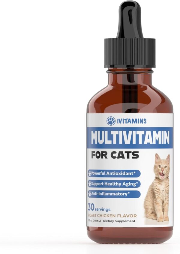 Cat Multivitamin - Supports Immune Health, Skin, Coat, Heart Health & More - Cat Vitamins - Cat Supplements & Vitamins - Cat Vitamins for Indoor Cats - Kitten Vitamins - Cat Immune Support - 1 oz