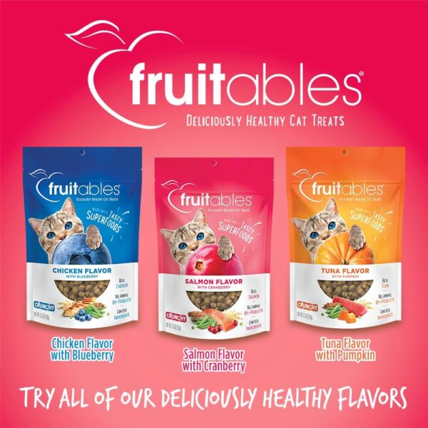 Fruitables Cat Crunchy Treats For Cats – Healthy Low Calorie Packed with Protein – Free of Wheat, Corn and Soy – Made with Real Salmon with Cranberry – 2.5 Ounces - Image 9