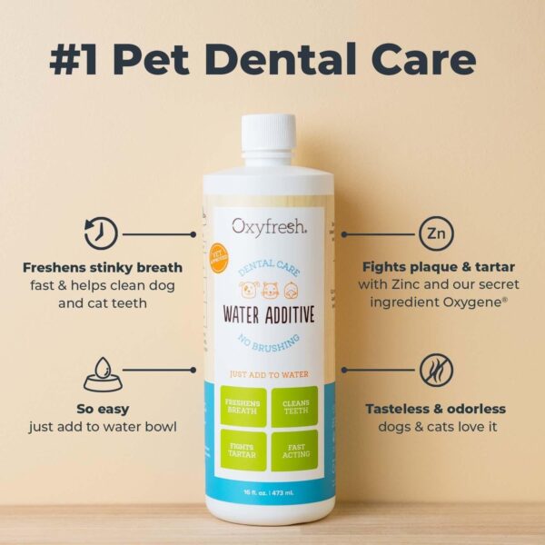 Oxyfresh Premium Pet Dental Care Solution Pet Water Additive: Best Way to Eliminate Bad Dog Breath and Cat Bad Breath - Fights Tartar & Plaque - So Easy, Just Add to Water! Vet Recommended 16 oz. - Image 2