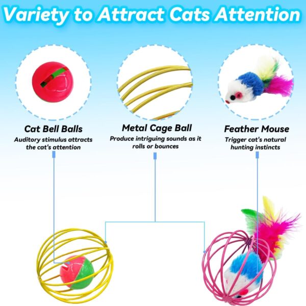 Cat Toys 6 Balls, Metal Cage Balls with Mice and Bells Inside, Best Cat Toys for Indoor Cats, Increase Your Interaction with Cats and Bring Healthy Life to Cats - Image 3