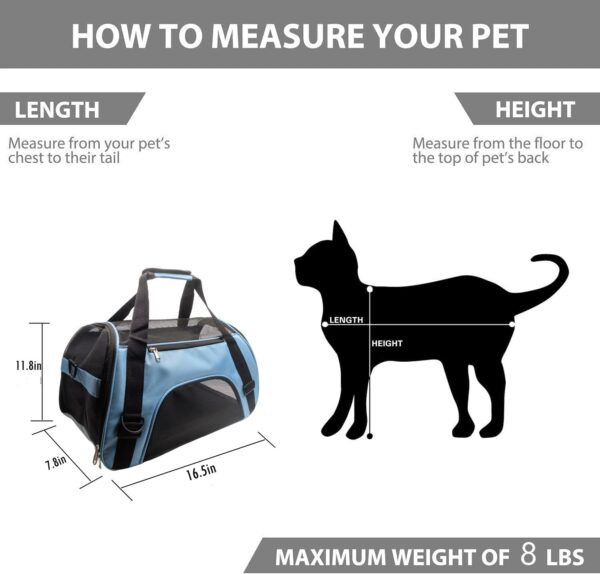 Pet Carrier Airline Approved Cat Carrier Dog Carrier for Medium Small Cats Small Puppy Kitten,Dog Cat Pet Travel Carrier (Small, Blue) - Image 3