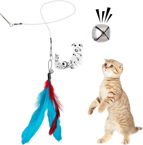 Cat Toys Feather Toy, 2PCS Retractable Wand and 10PCS Replacement Teaser with Bell Refills, Interactive Catcher and Funny Exercise for Kitten. - Image 3