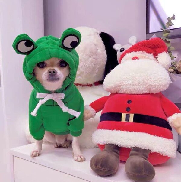 XIAOYU Pet Clothes Dog Hoodies Warm Sweatshirt Coat Puppy Autumn Winter Apparel Jumpsuit with Eye Hood, Frog, M - Image 4