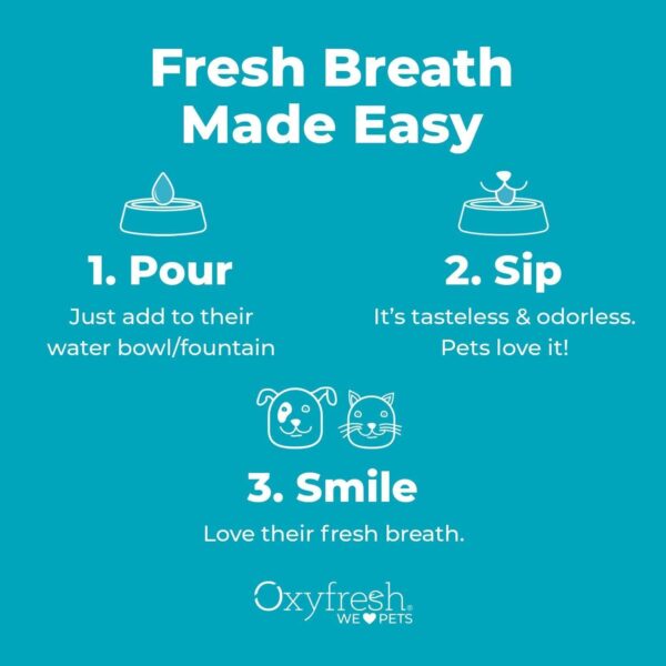 Oxyfresh Premium Pet Dental Care Solution Pet Water Additive: Best Way to Eliminate Bad Dog Breath and Cat Bad Breath - Fights Tartar & Plaque - So Easy, Just Add to Water! Vet Recommended 16 oz. - Image 8