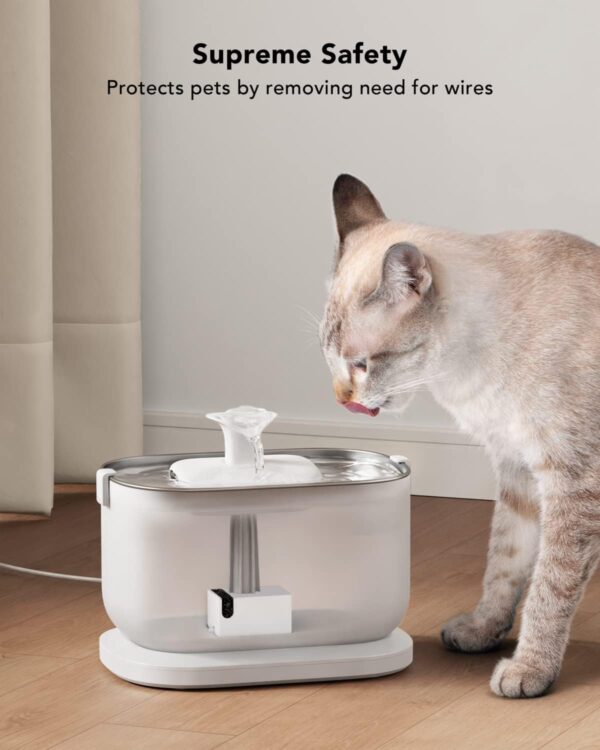 PETLIBRO Cat Water Fountain Stainless Steel with Wireless Pump, 2.5L/84oz Dockstream Automatic Pet Water Fountain for Cats Inside, Easy to Clean, BPA-Free Dog Water Dispenser with Two Flow Modes - Image 3