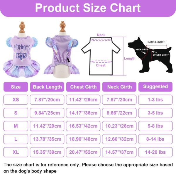 Yikeyo Dog Clothes Girl Dog Dress Small Dogs Puppy Dresses Pet Dress Shirt Female Yorkie Chihuahua Cat Apparel Birthday Party Costume Mermaid Princess Outfit(Purple，XS) - Image 5